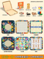 Wooden multi-functional chess board checkers flying chess Gozi chess multi-in-one board game parent-child interactive