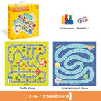 Wooden Multifunctional Board Game Chess, Flying Chess Adult Interactive Board Game Children's Puzzle Toys and Gifts
