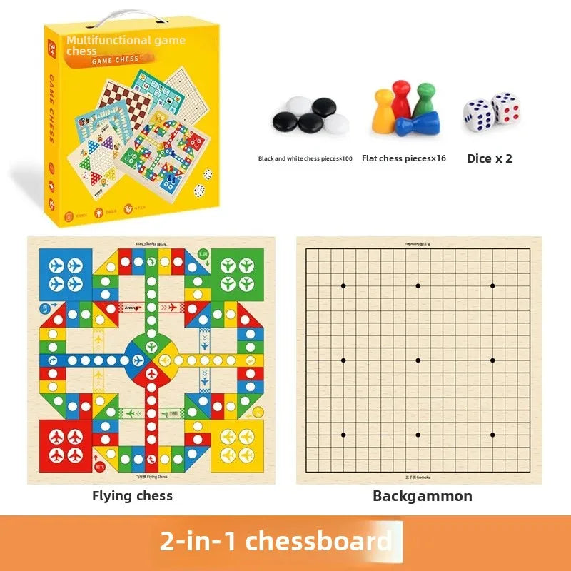 Wooden Chess Game Flying Checkers And Jumping Chess Two-In-One Interactive Parent-Child Tabletop Game Children's Educational Toy
