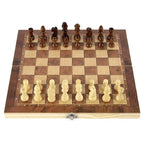 3 in 1 Foldable Wooden International Chess Set Portable Strategy Game Toy for Adults Educational Gift for Brain Training Fun