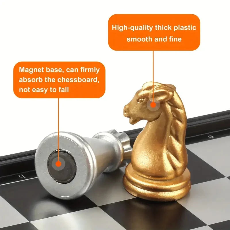 Mini Magnetic Chess Board Games, Small Portable Folding Chess  Classic Backgammon Checkers Travel Set Toys for Kids Adult Gift
