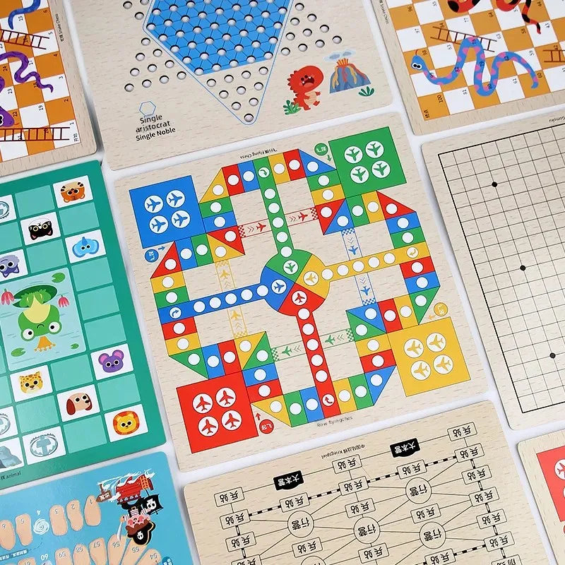 Wooden Chess Game Flying Checkers And Jumping Chess Two-In-One Interactive Parent-Child Tabletop Game Children's Educational Toy