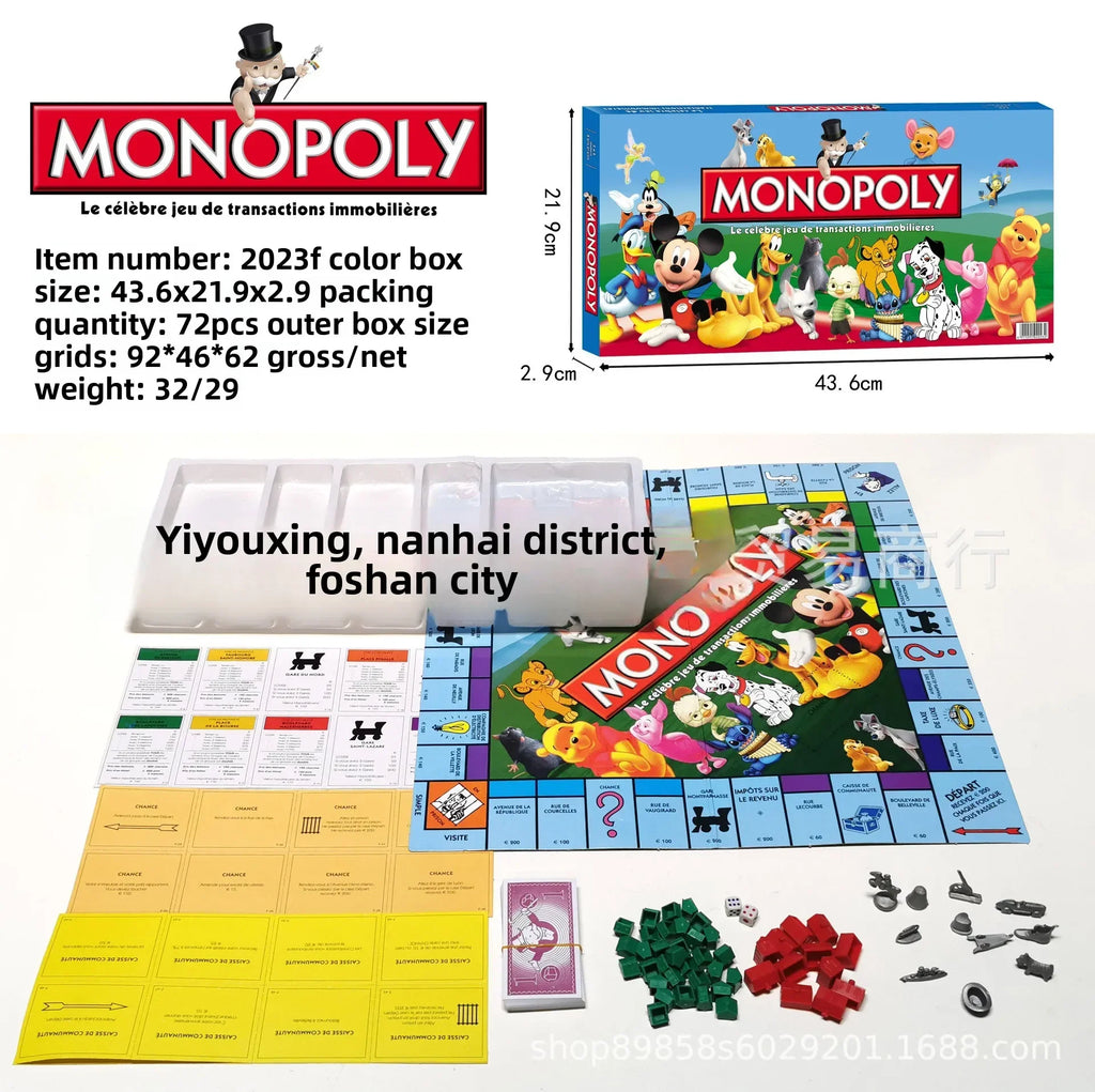 Hot French Monopoly World Tour Board Game Russian Cards