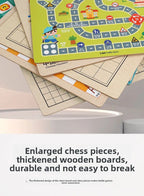 Wooden Multifunctional Board Game Chess, Flying Chess Adult Interactive Board Game Children's Puzzle Toys and Gifts