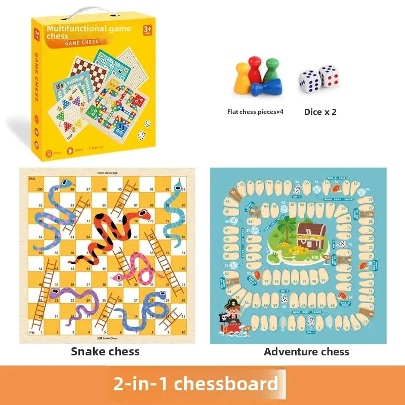 Wooden Chess Game Flying Checkers And Jumping Chess Two-In-One Interactive Parent-Child Tabletop Game Children's Educational Toy
