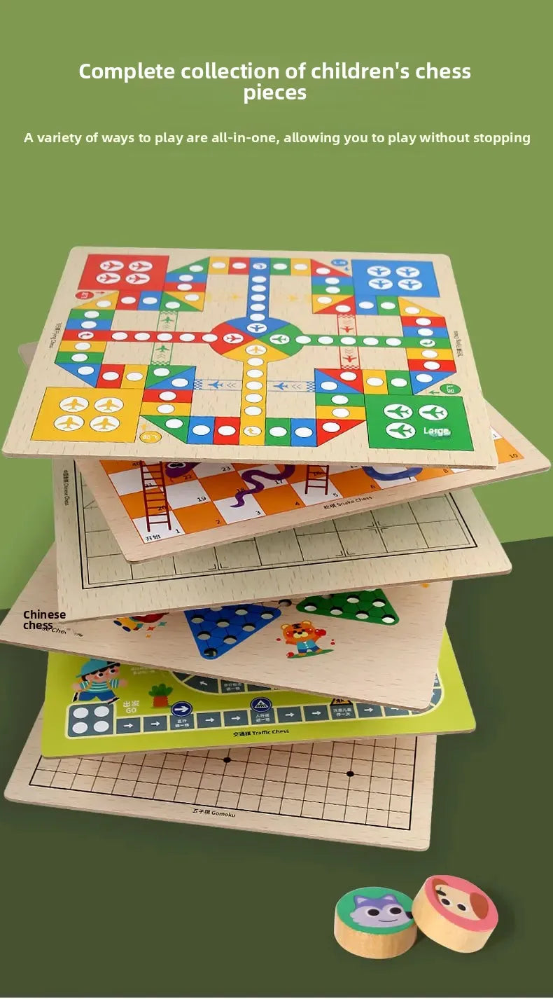 Wooden Chess Game Flying Checkers And Jumping Chess Two-In-One Interactive Parent-Child Tabletop Game Children's Educational Toy