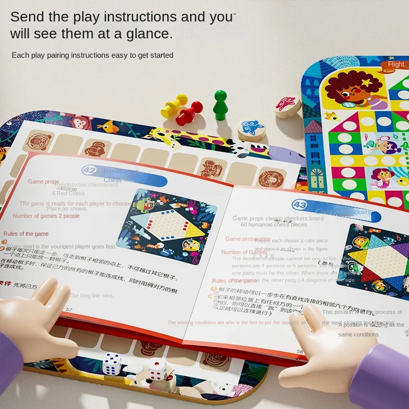 Wooden multi-functional chess board checkers flying chess Gozi chess multi-in-one board game parent-child interactive