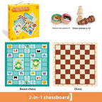 Wooden Multifunctional Board Game Chess, Flying Chess Adult Interactive Board Game Children's Puzzle Toys and Gifts