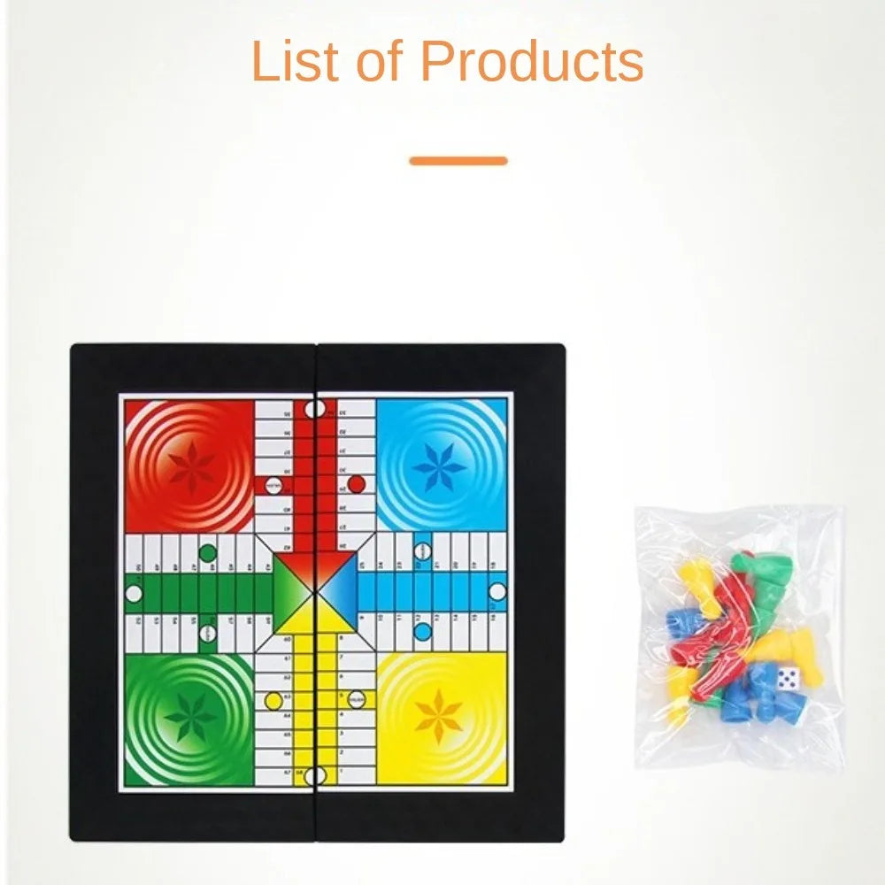 Classic Foldable Ludo Game Set Parent Child Interaction Strategy Game Flying Chess Board Game for Teens Kids