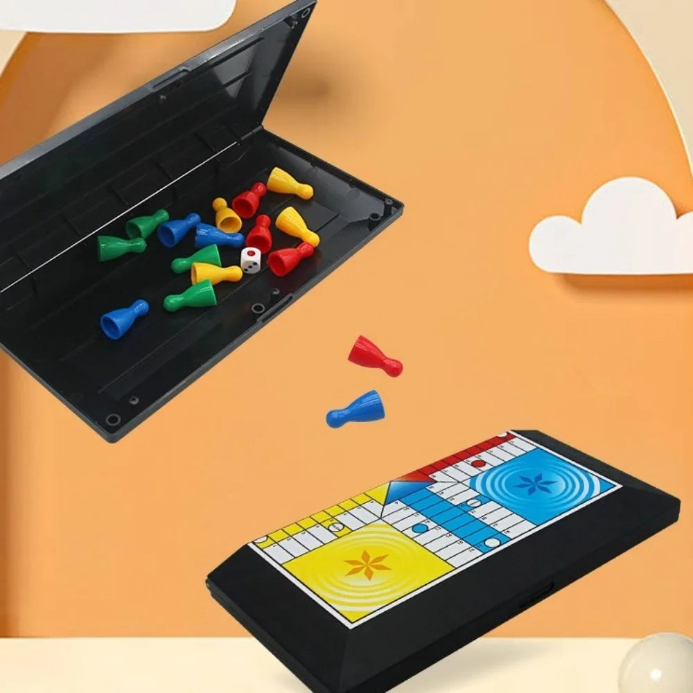 Classic Foldable Ludo Game Set Parent Child Interaction Strategy Game Flying Chess Snake Chess Set for Teens Kids