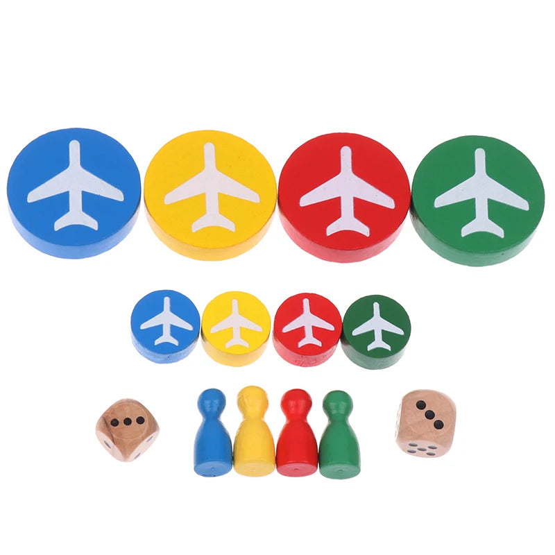 16 Chess Pieces + 1 Dice Flying Wooden Chess Pieces For Primary School Students Three-Dimensional Checkers For Games Accessories