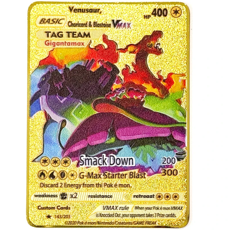 Anime Cartoon Pocket English Metal Card Mewtwo Vmax GX EX Series Arceus Charizard Raichu Collection Battle Cards Children's Gift