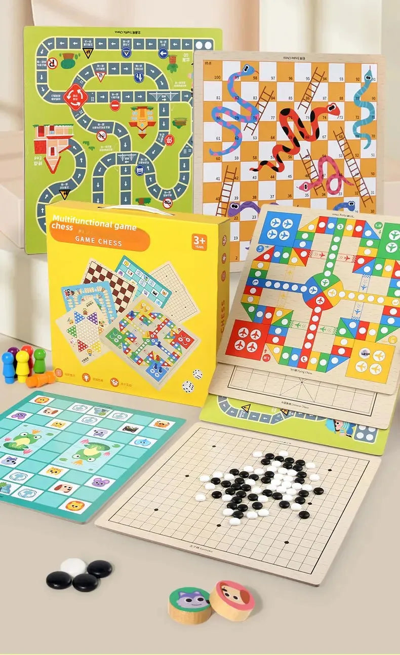 Wooden Chess Game Flying Checkers And Jumping Chess Two-In-One Interactive Parent-Child Tabletop Game Children's Educational Toy