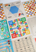 Wooden Multifunctional Board Game Chess, Flying Chess Adult Interactive Board Game Children's Puzzle Toys and Gifts