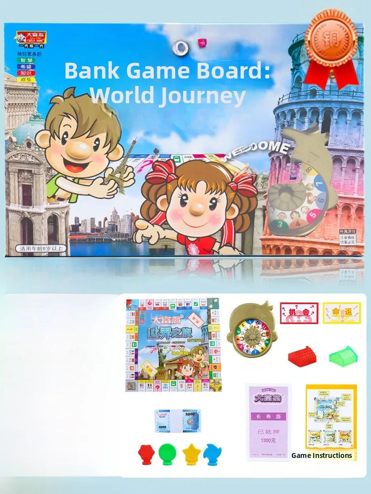 Monopoly Luxury Edition Classic Board Game World Tour for Adults Children's Gift Ideal for Fly Fun And Eonal Play