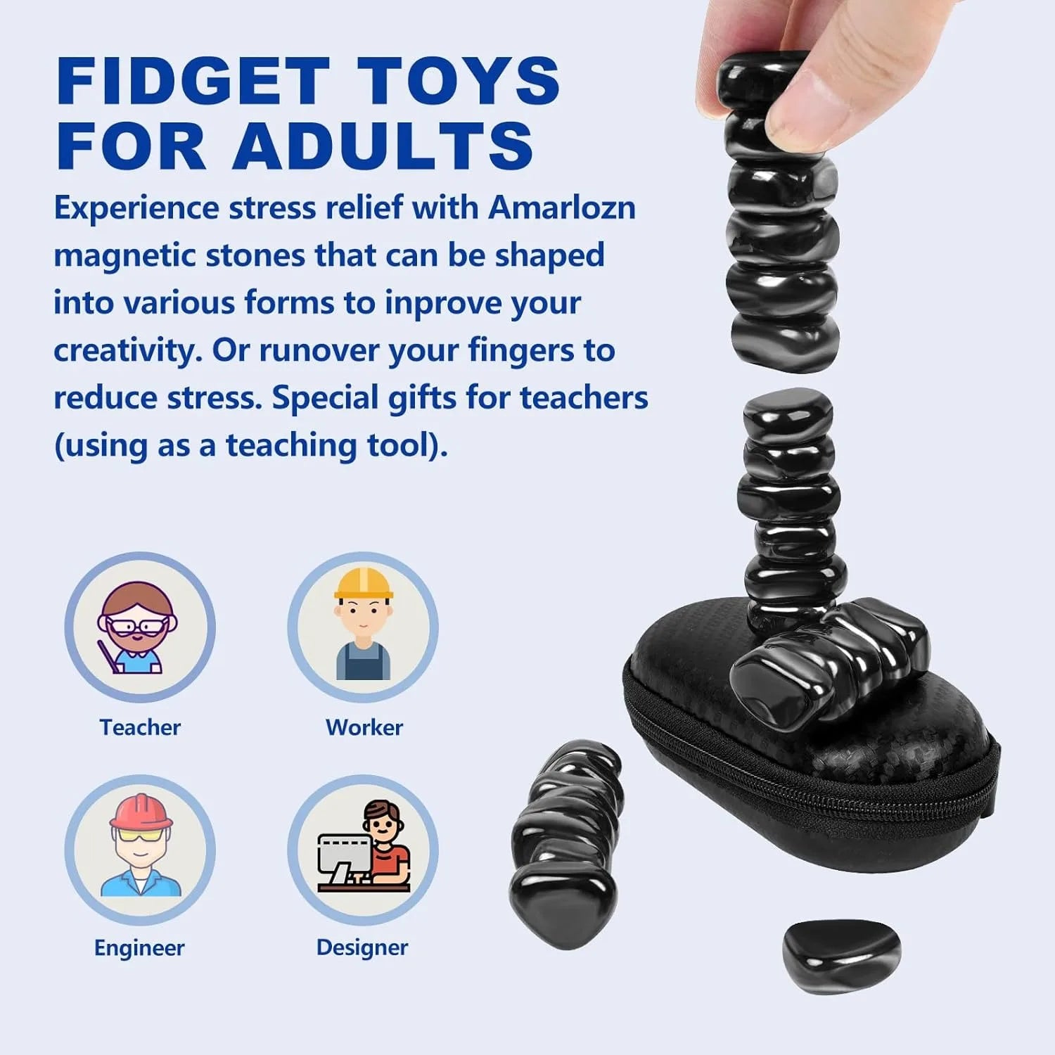 Magnet Chess Game Stones,Anti Stress Antistress Relief Fidget Toys Magnetic Stone for Adults ADHD Autism Fridge Sticker Desk EDC