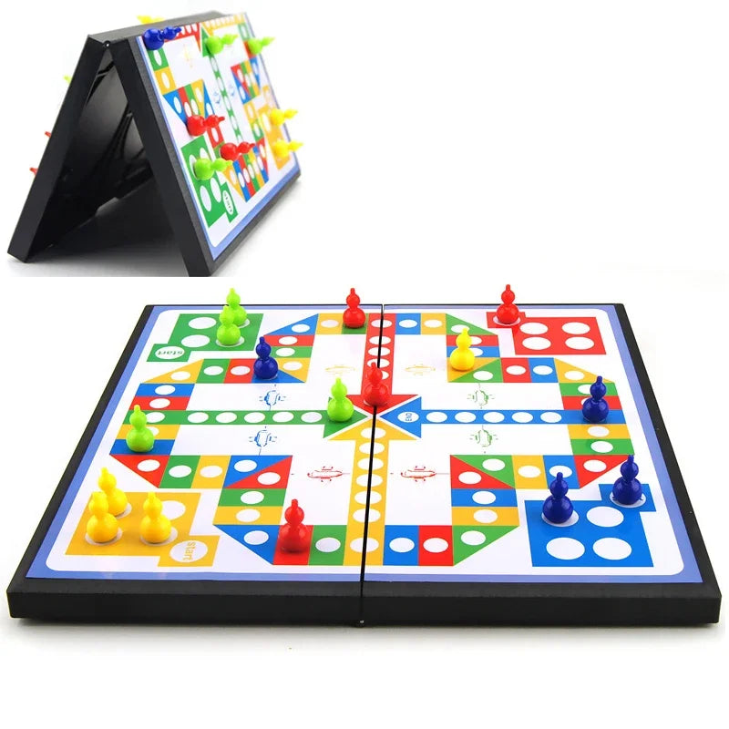 1Set Magnetic Foldable Flying Chess Crawling Mat Ludo Portable Board Game Camping Travel Game Set Aeroplane Chess