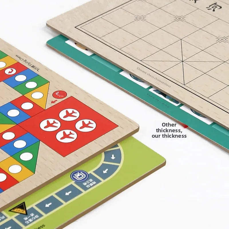 Wooden Chess Game Flying Checkers And Jumping Chess Two-In-One Interactive Parent-Child Tabletop Game Children's Educational Toy