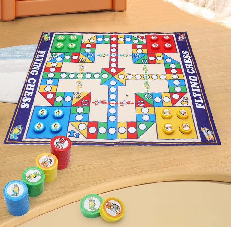 Magnetic 9-in-1 Board Game Table, Large Carpet, Flying Chess/Checkers/Chess/Snake/Backgammon/Quadruple/Tic-Tac-Toe, House Party