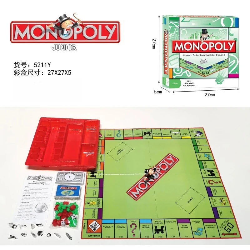 Popular English version of Monopoly World Tour Table Game Cards, Party Game