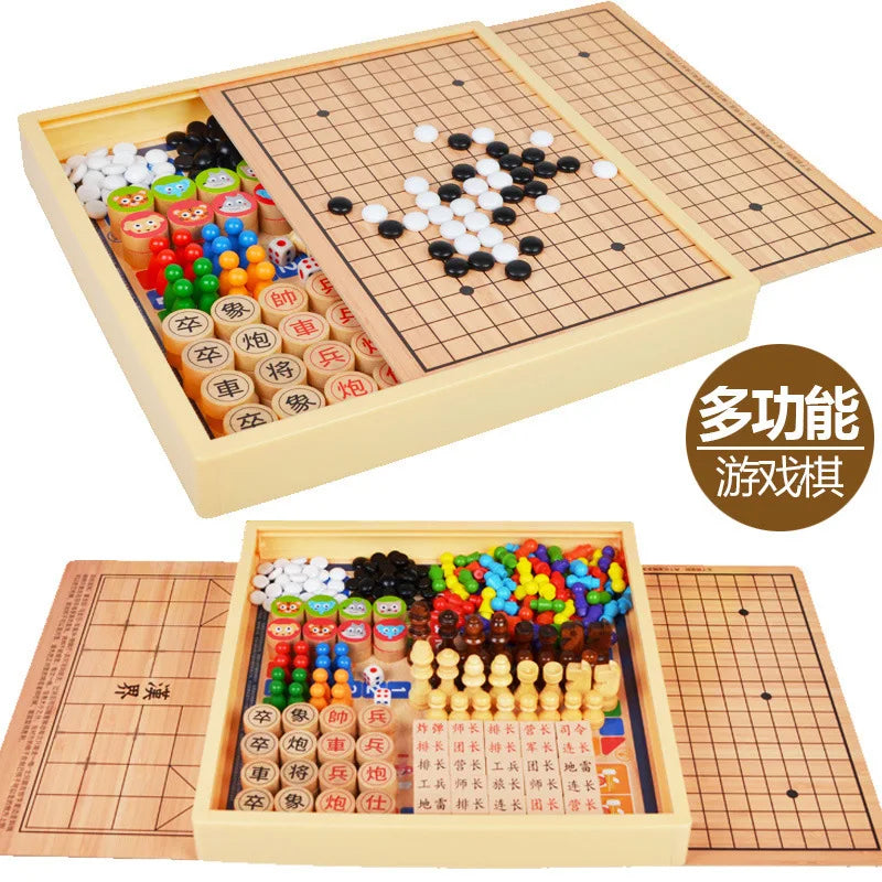 Children's Flying Chess, Checkers, Multi functional Integrated Chessboard, Gozi Go, Playing Beast Chess, Combination Puzzle Toys
