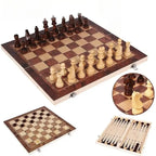 1pc Chess Othello / Western Chess 3 in 1 Wooden Foldable Desktop Games Multifunctional Leisure Puzzle Chess Games