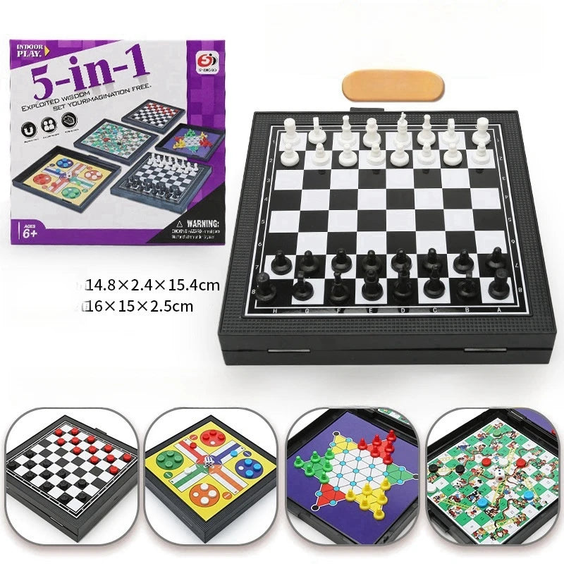 Magnetic 9-in-1 Board Game Table, Large Carpet, Flying Chess/Checkers/Chess/Snake/Backgammon/Quadruple/Tic-Tac-Toe, House Party