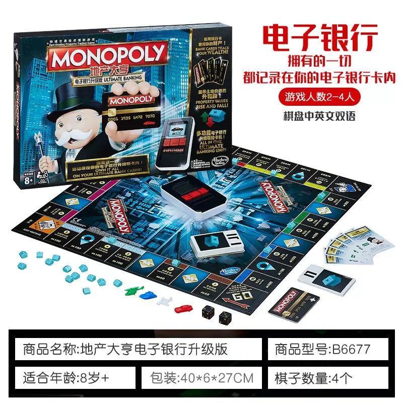 Original Monopoly Board Games Electronic Banking Wealth Investment Multiplayer Party Interactive Toys for Kids Property Trading