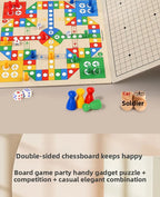 Wooden Multifunctional Board Game Chess, Flying Chess Adult Interactive Board Game Children's Puzzle Toys and Gifts
