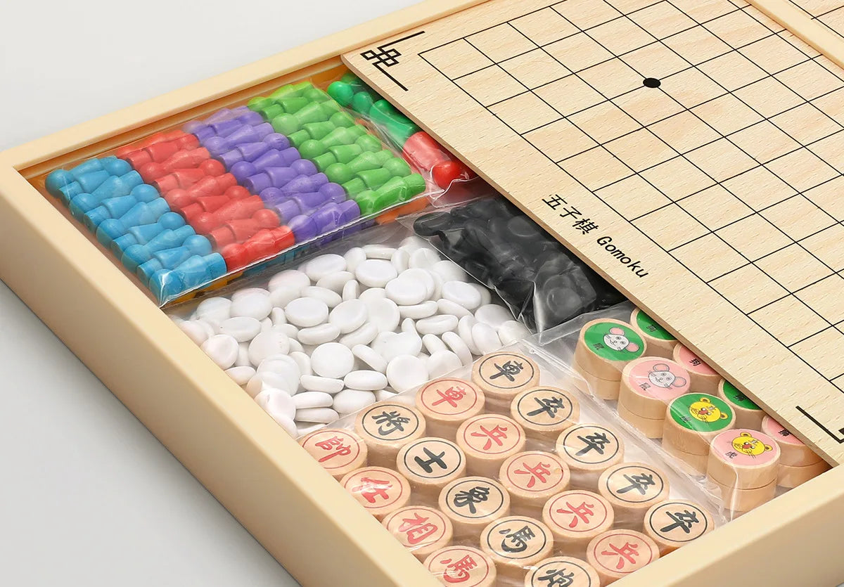 Gozi Chess Flying Chess Checkers Children's Edition Multi-function Chess Board Multi-in-One Chess Educational Toys Primary