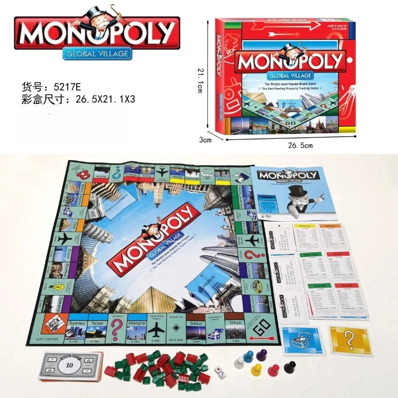 Popular English version of Monopoly World Tour Table Game Cards, Party Game