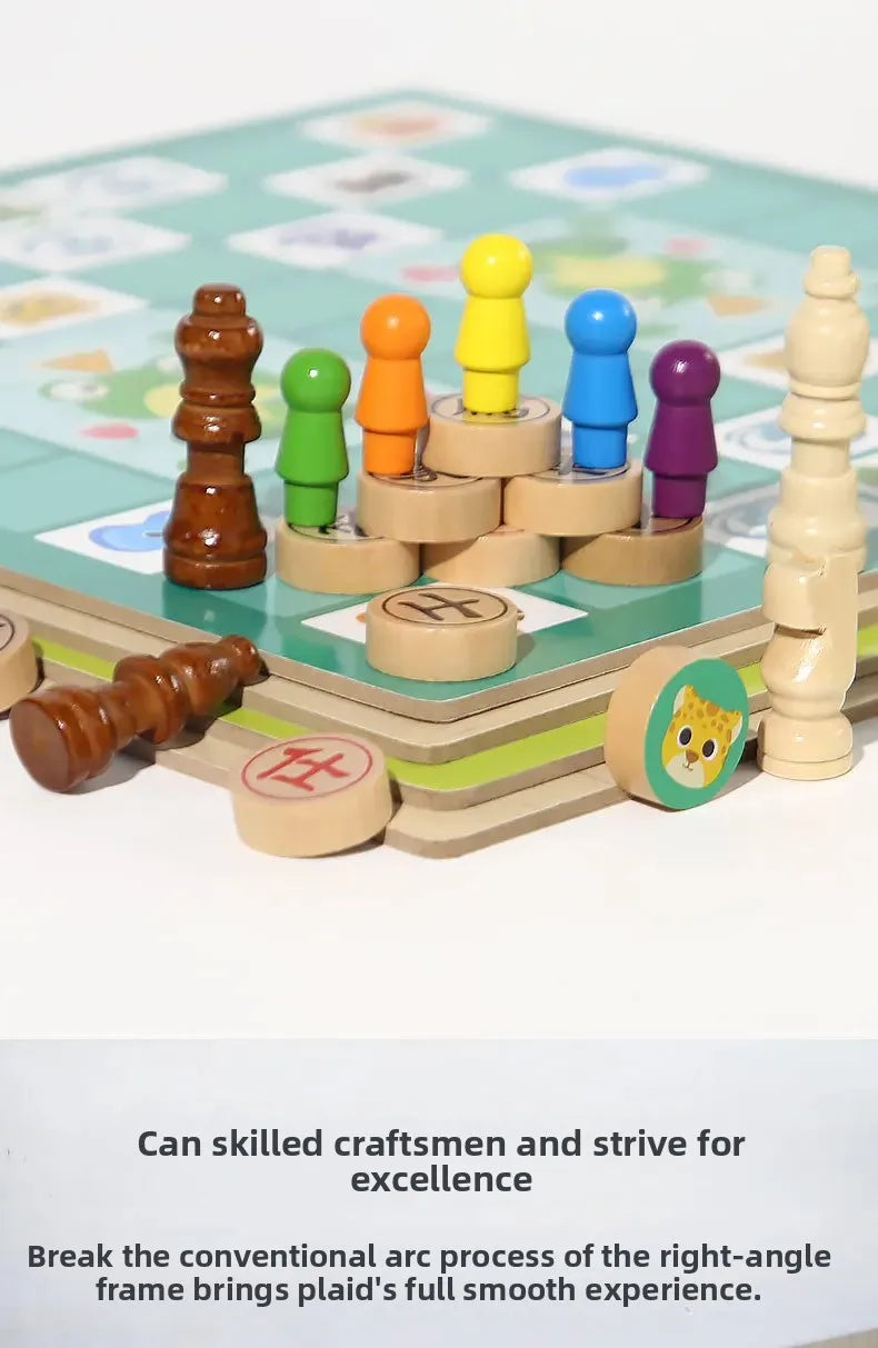 Wooden Chess Game Flying Checkers And Jumping Chess Two-In-One Interactive Parent-Child Tabletop Game Children's Educational Toy