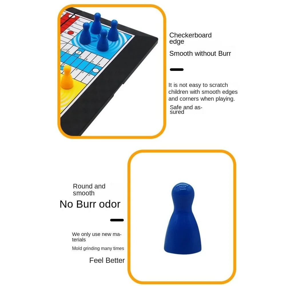 Classic Foldable Ludo Game Set Parent Child Interaction Strategy Game Flying Chess Educational Toy for Teens Kids