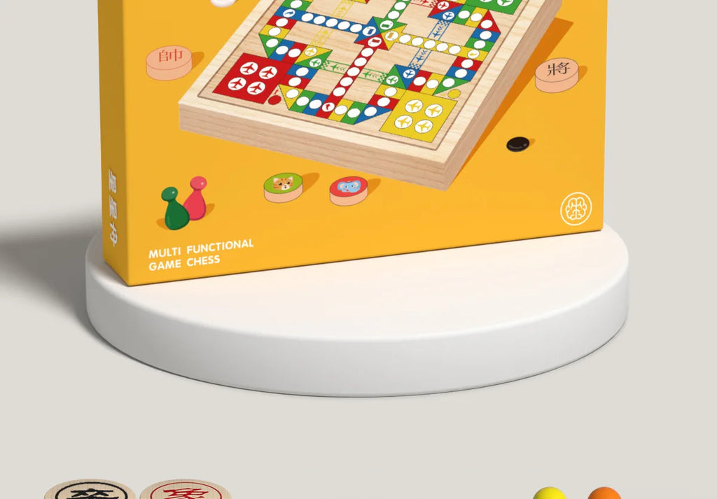 Gozi Chess Flying Chess Checkers Children's Edition Multi-function Chess Board Multi-in-One Chess Educational Toys Primary