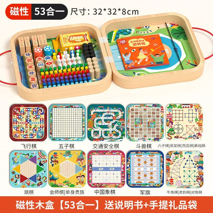 Wooden multi-functional chess board checkers flying chess Gozi chess multi-in-one board game parent-child interactive