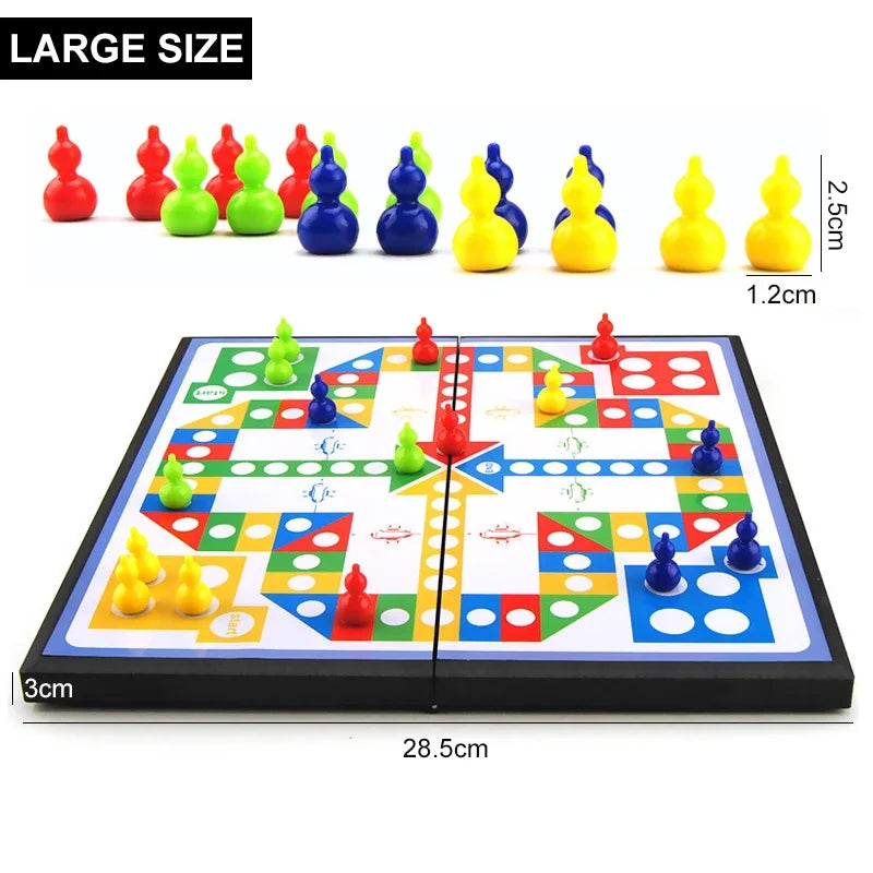 1Set Magnetic Foldable Flying Chess Crawling Mat Ludo Portable Board Game Camping Travel Game Set Aeroplane Chess