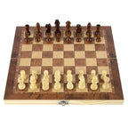 3 in 1 Foldable Wooden International Chess Set Portable Strategy Game Toy for Adults Educational Gift for Brain Training Fun