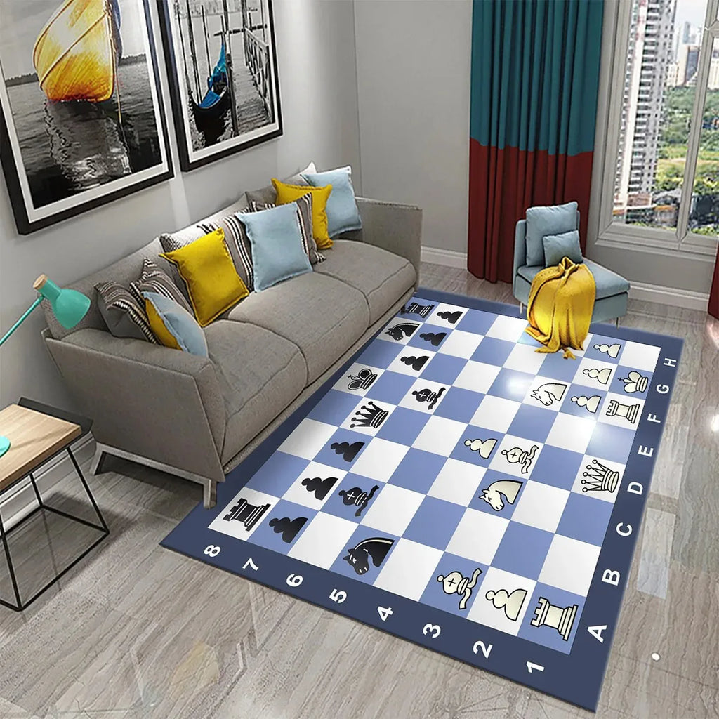 International Chess Flying Chess Carpet Kids Play Games Mat Child Carpet Area Rug Bedroom Living Room Floor Mat Non-Slip