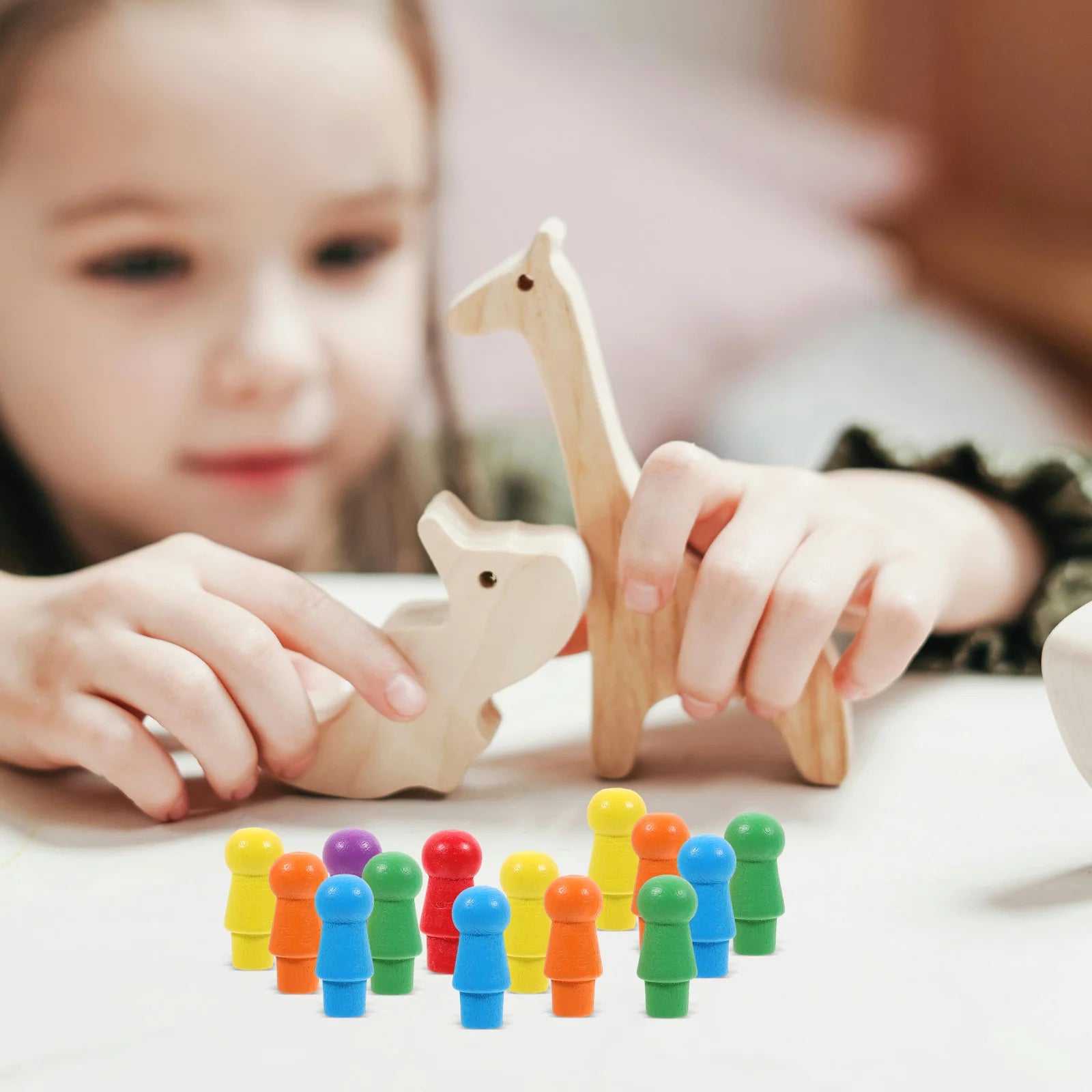 60Pcs Flying Chess Pieces Wooden Colorful Small Chess Pieces Educational Board Game Accessories Entertainment