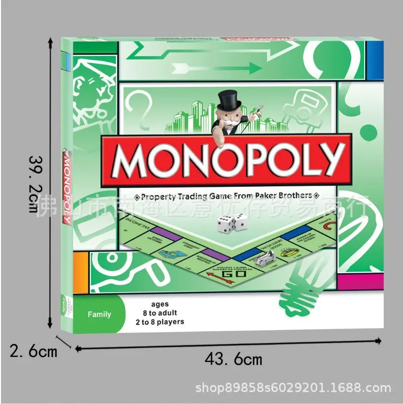 Popular English version of Monopoly World Tour Table Game Cards, Party Game