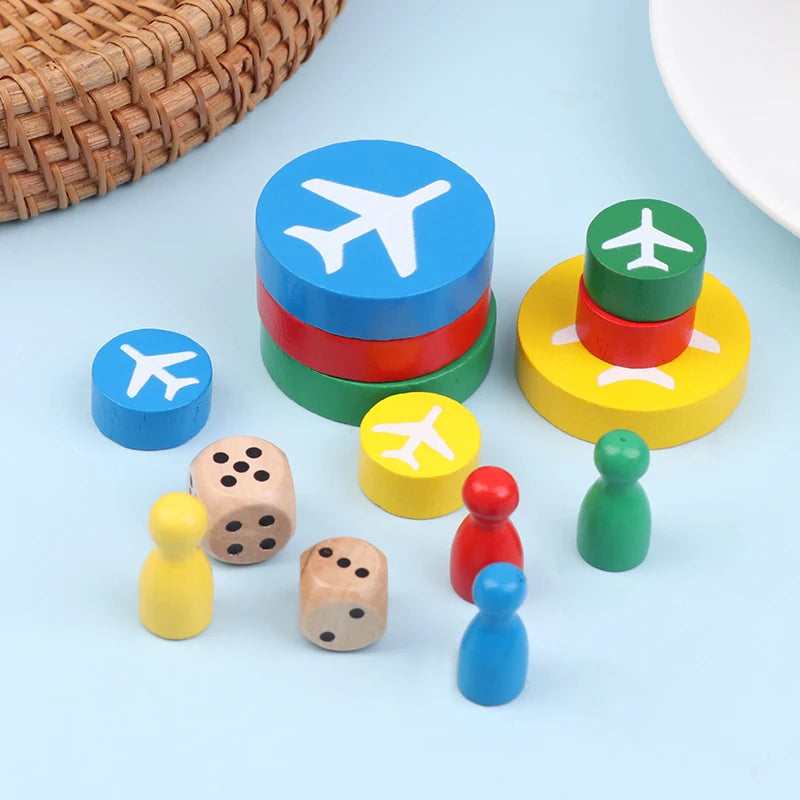 16 Chess Pieces + 1 Dice Flying Wooden Chess Pieces For Primary School Students Three-Dimensional Checkers For Games Accessories