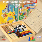 Wooden Multifunctional Board Game Chess, Flying Chess Adult Interactive Board Game Children's Puzzle Toys and Gifts