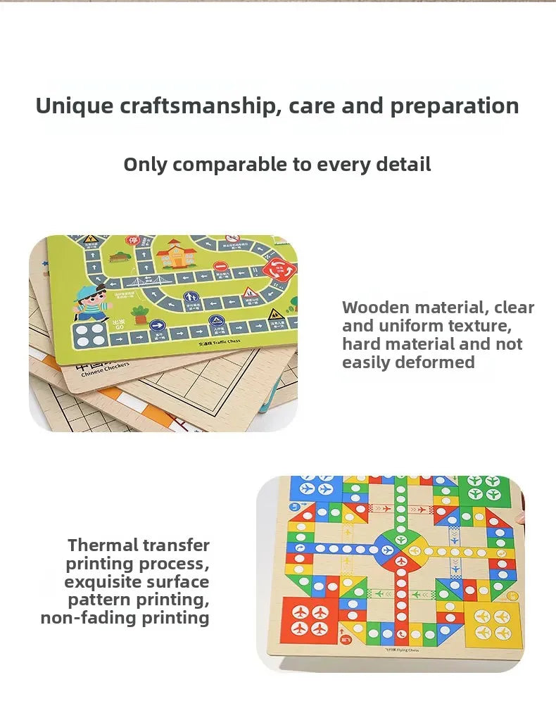 Wooden Chess Game Flying Checkers And Jumping Chess Two-In-One Interactive Parent-Child Tabletop Game Children's Educational Toy