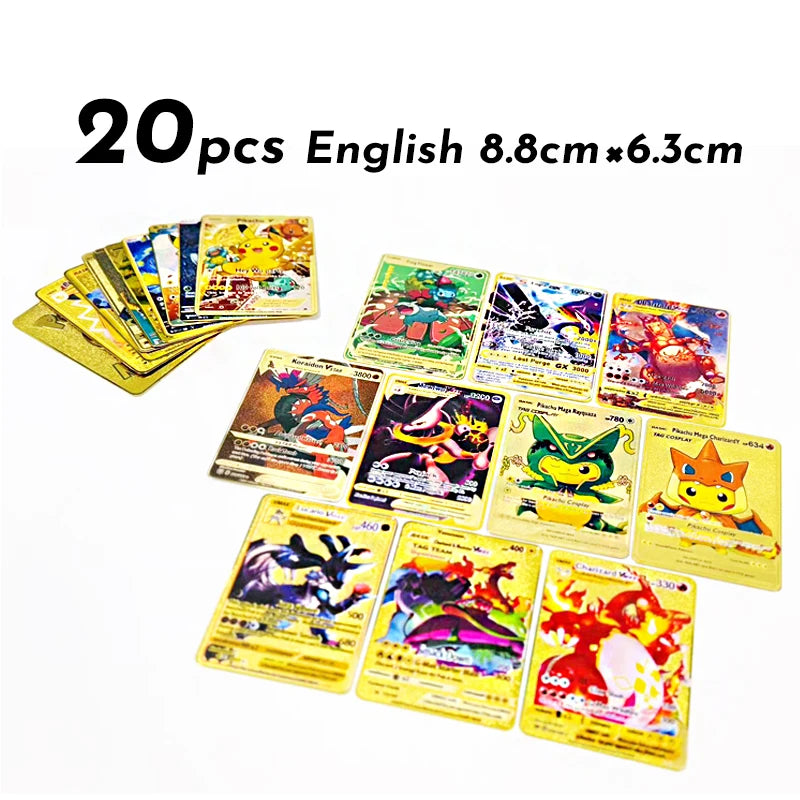 Anime Cartoon Pocket English Metal Card Mewtwo Vmax GX EX Series Arceus Charizard Raichu Collection Battle Cards Children's Gift