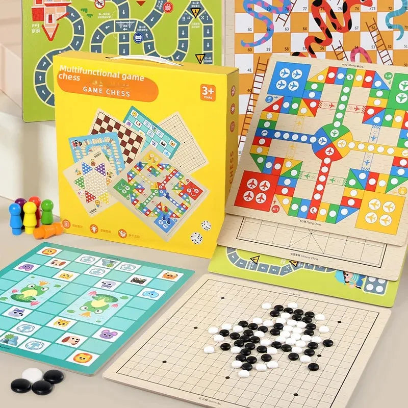 Wooden Chess Game Flying Checkers And Jumping Chess Two-In-One Interactive Parent-Child Tabletop Game Children's Educational Toy