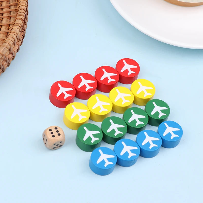 16 Chess Pieces + 1 Dice Flying Wooden Chess Pieces For Primary School Students Three-Dimensional Checkers For Games Accessories