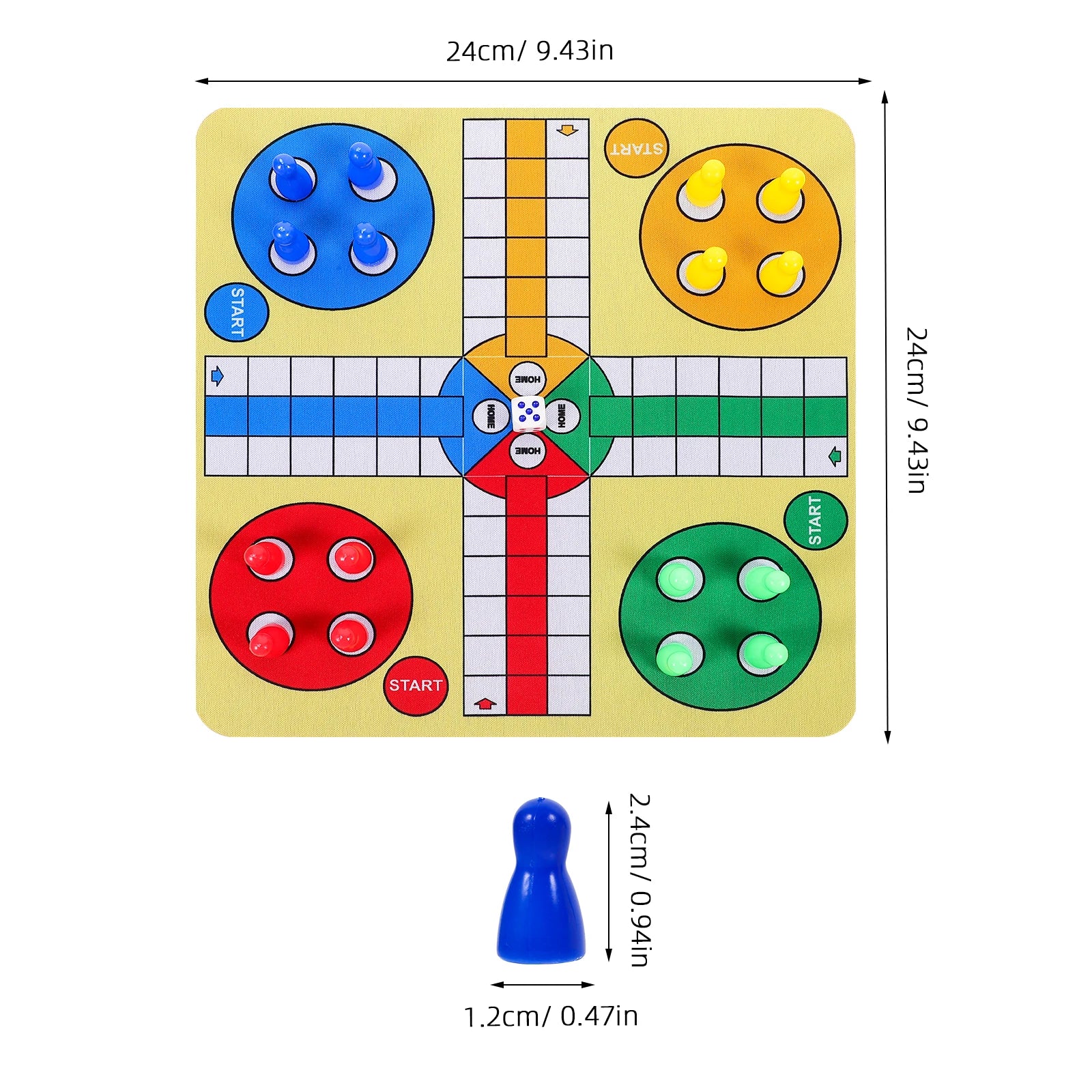 24cm Ludo Chess Set Plastic Flying Chess Game With Mouse Pad Portable Board Mini Table Chess Toy For Home KTV Bars Flying Game
