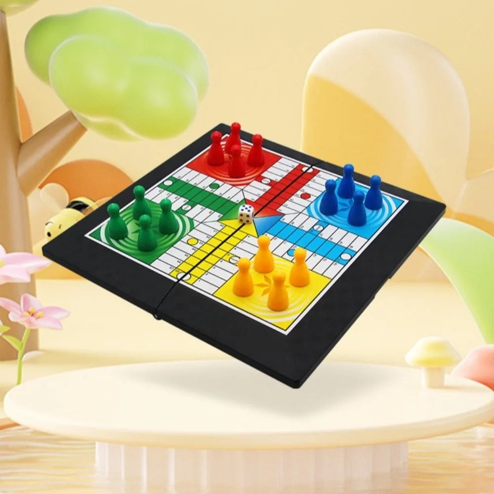 Classic Foldable Ludo Game Set Parent Child Interaction Strategy Game Flying Chess Board Game for Teens Kids